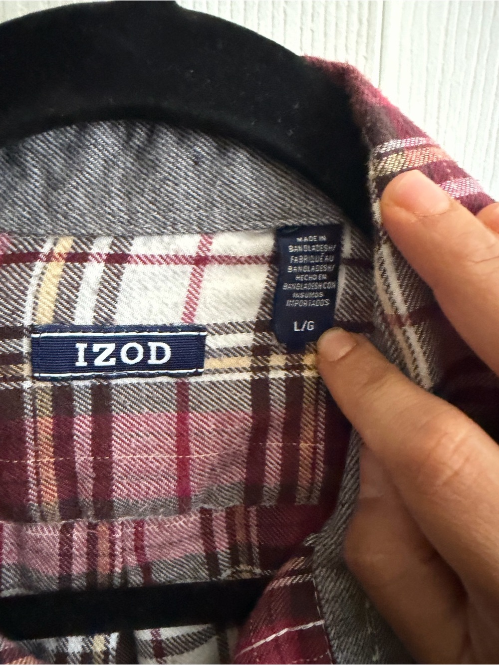 5 for $25! Izod Red Plaid Button-Down Shirt - Picture 2 of 3